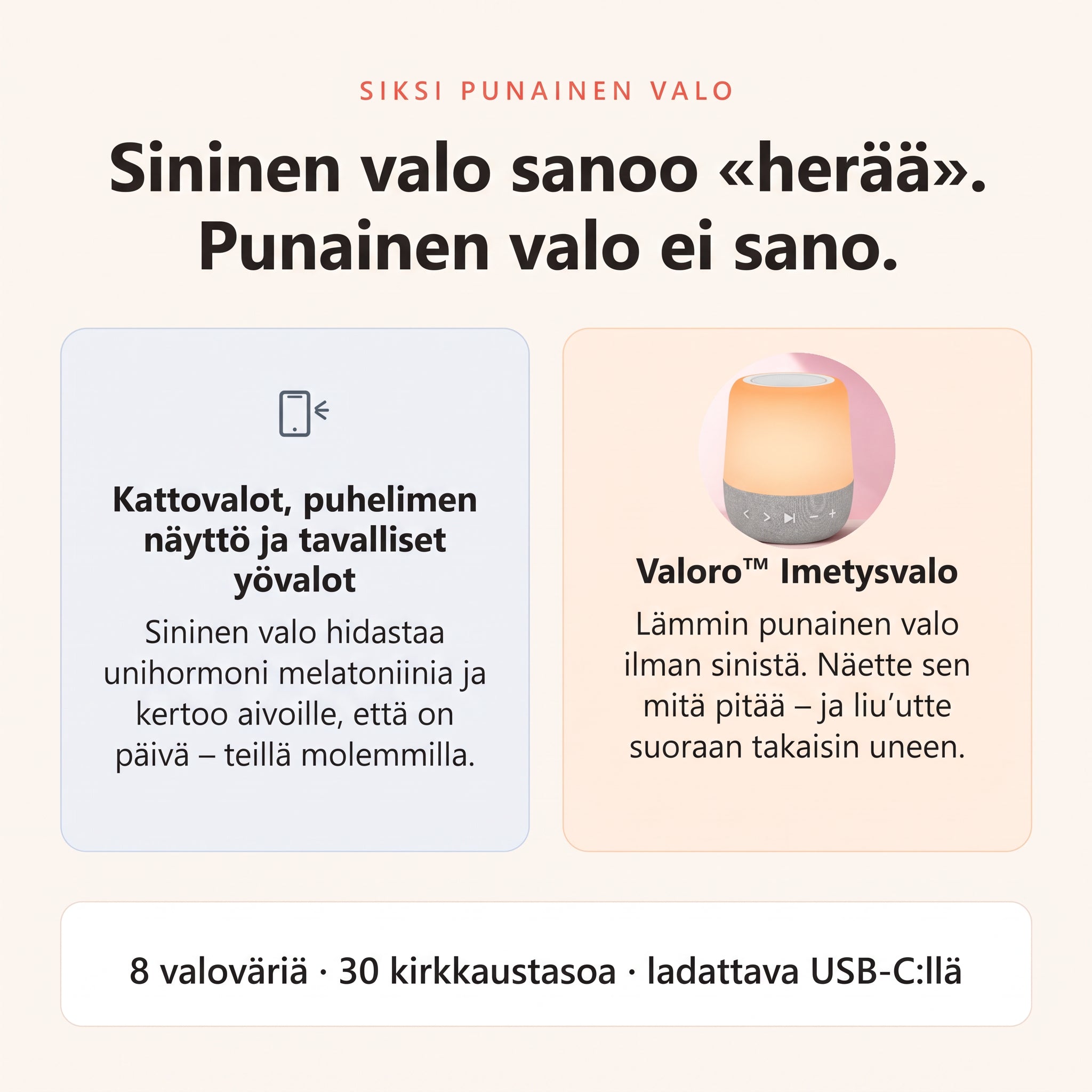 Punainen vs. sininen valo – siksi punainen yövalo ei herätä