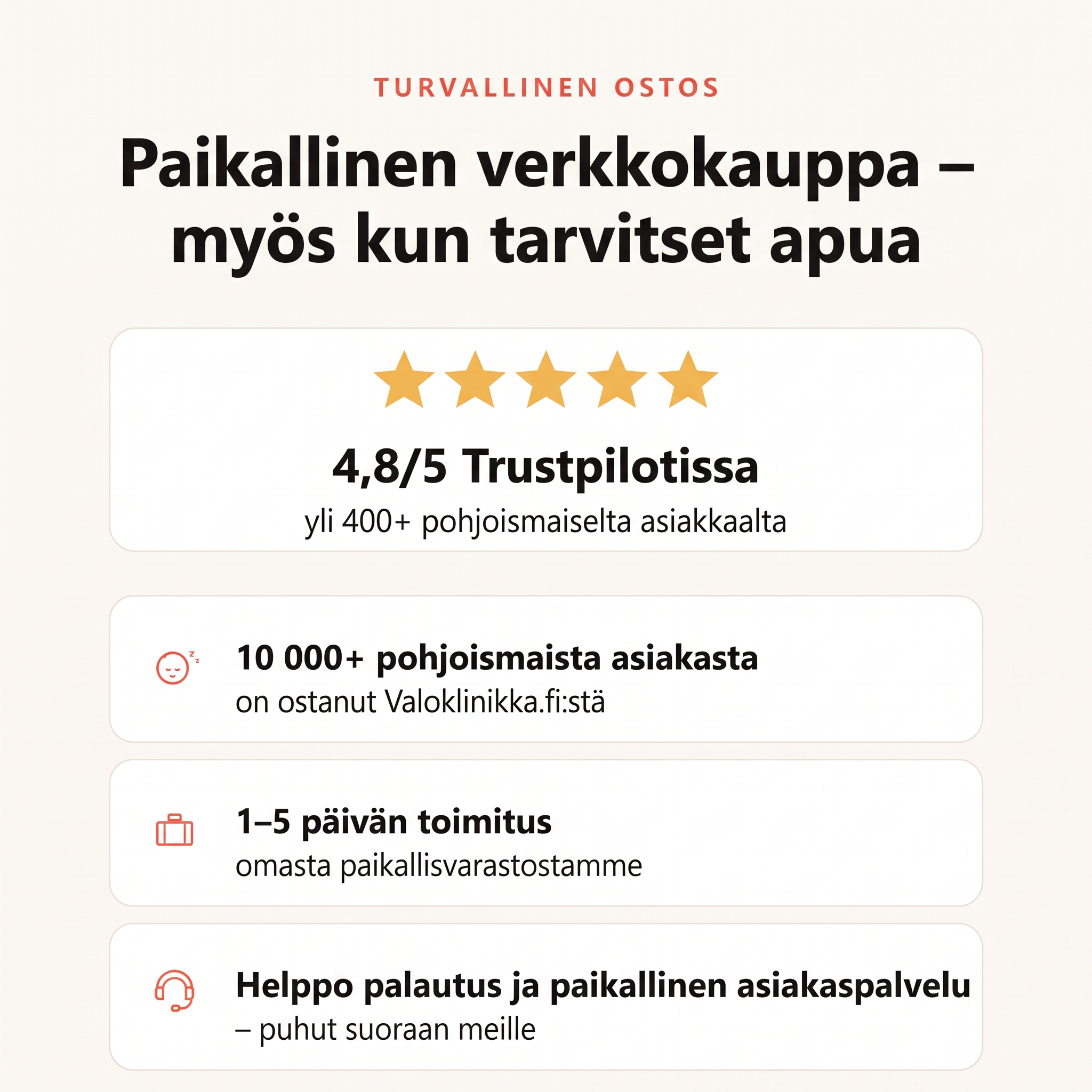 Turvallinen ostos – Trustpilot, toimitus ja palautus